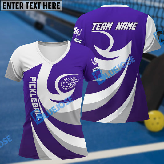 BlueJose Pickleball Fire Wing Pattern Personalized Name, Team Name Unisex Shirt (4 Colors)