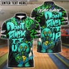 BlueJose Bowling And Pins Bear Scary Teddy Graffiti Style Customized Name, Team Name 3D Shirt (4 Colors)