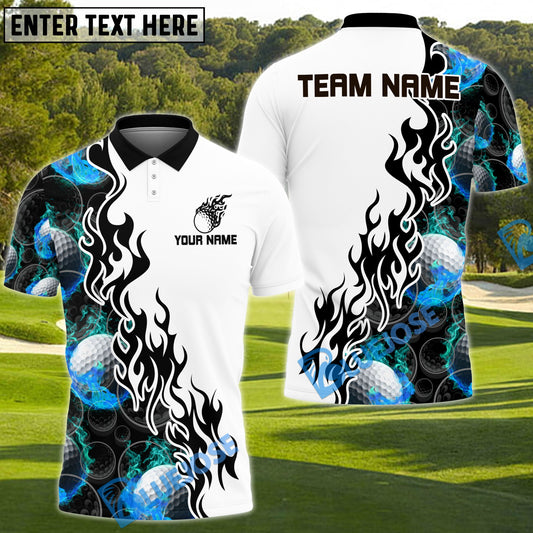BlueJose Fireball Golf Shirt Customized Name, Team Name 3D Shirts (4 Colors)