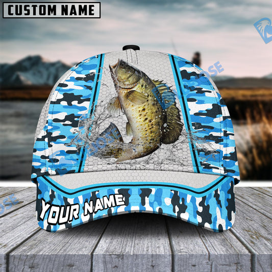 BlueJose Personalized Crappie Fishing Light Blue Camo Sport Classic Cap