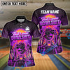 BlueJose Bowling And Pins Funny Flaming Neon Retro Sunset Graphic Customized Name, Team Name 3D Shirt (4 Colors)