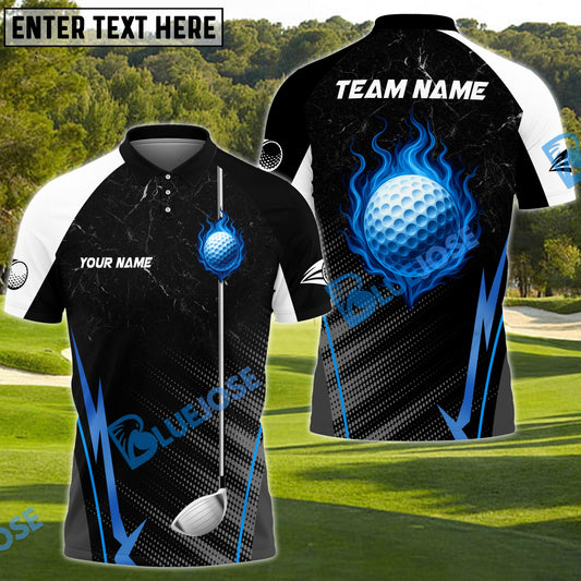 BlueJose Fireball Golf Customized Name, Team Name 3D Shirts (4 Colors)
