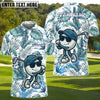 BlueJose Funny Golf Ball Tropical Leaf Customized Name, Team Name 3D Shirts (4 Colors)