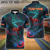 BlueJose Bowling And Pins Eagle Neon Style Customized Name, Team Name 3D Shirt (4 Colors)