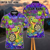 BlueJose Darts Graffiti Cute Dinosaur Dartboard Design Personalized Name, Team Name Unisex Shirt (4 Colors)