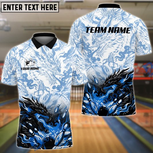 BlueJose Bowling And Pins Black Dragon Power Power Customized Name, Team Name 3D Shirt (4 Colors)