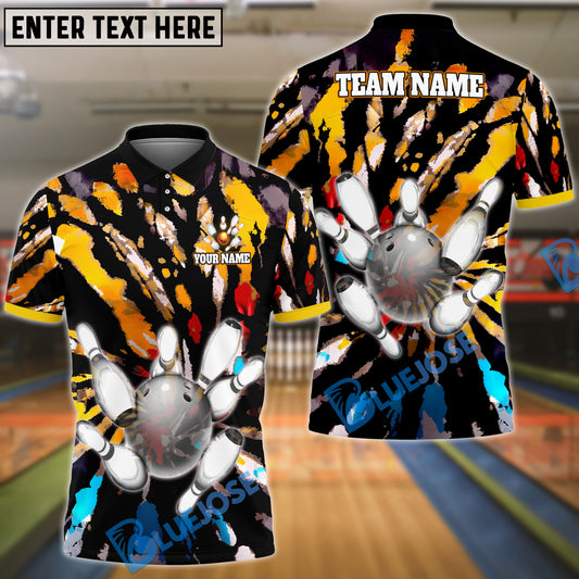 BlueJose Bowling and Pins Graffiti Tornado Personalized Name, Team Name Unisex Shirt