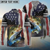 Bluejose Bass Fishing American Flag Custom Name Shirts
