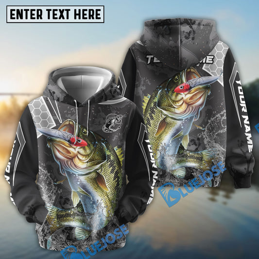 Bluejose Bass Fishing Gray Camo Sport Custom Name & Team Name 3D Shirts