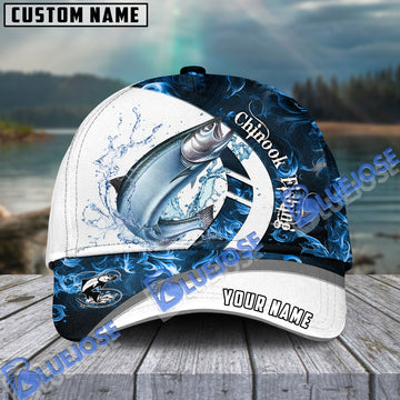 BlueJose Chinook Fishing Blue Flame Sport Custom Name Cap