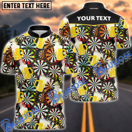 BlueJose Darts Beer Pattern Custom Text & Logo Shirt