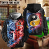 BlueJose Billiards 8 Ball & 9 Ball Yinyang American Flag Smoke Fire Punisher Skull Design Personalized Shirt