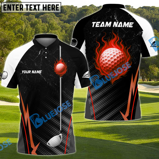 BlueJose Fireball Golf Customized Name, Team Name 3D Shirts (4 Colors)