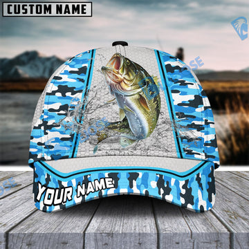 BlueJose Personalized Bass Fishing Light Blue Camo Sport Classic Cap