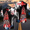 BlueJose Darts Abstract Flame Multicolor Options Personalized Name Shirt (4 Colors)