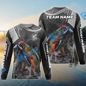 Bluejose Trout Fishing Gray Camo Sport Custom Name & Team Name 3D Shirts