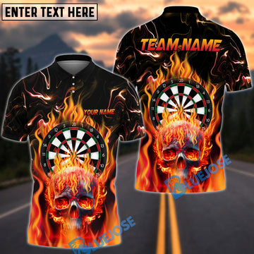 BlueJose Skull Rose Fire Darts Personalized Name, Team Name 3D Shirt