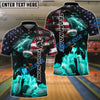 BlueJose Bowling And Pins Flame American Eagle Customized Name, Team Name 3D Shirt (4 Colors)