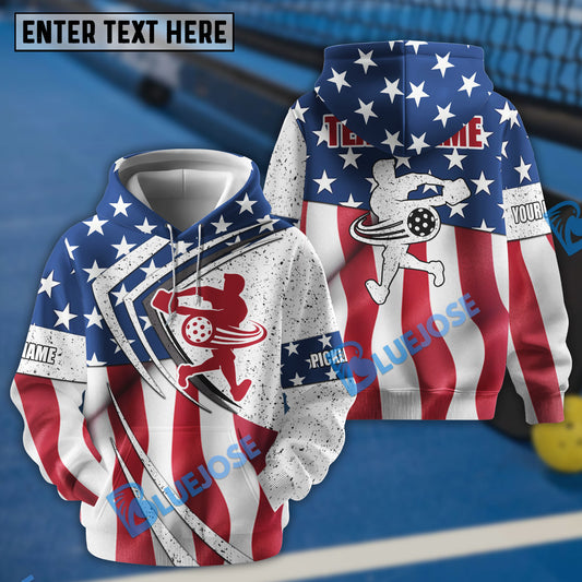 BlueJose Pickleball American Style Personalized Name, Team Name Unisex Shirt