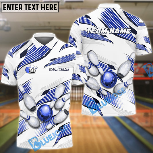 BlueJose Bowling And Pins Ribbon Bay Customized Name 3D Shirt ( 4 Colors )
