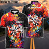 BlueJose Darts Colorful Paint Pattern Personalized Name, Team Name Shirt (4 Colors)
