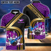BlueJose Bowling & Pins Gold Diagonal Stripe Leopard Pattern Customized Name, Team Name 3D Shirt (4 Colors)
