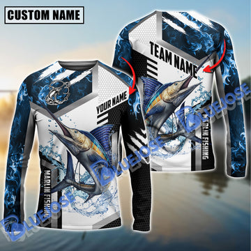 BlueJose Marlin Fishing Blue Flame Sport Custom Name & Team Name Shirts