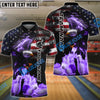 BlueJose Bowling And Pins Flame American Eagle Customized Name, Team Name 3D Shirt (4 Colors)