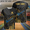 BlueJose Bowling And Pins Black Flaming Multicolor Customized Name 3D Shirt ( 4 Colors )