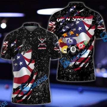 BlueJose Billiards Up N Stroke Personalized Shirt