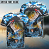 Bluejose Walleye Fishing Blue Camo Sport Custom Name & Team Name 3D Shirts