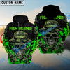 BlueJose Fish Reaper Skull Black And Neon Green Custom Fishing Shirts