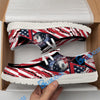 BlueJose Billiards Ball 8 American Flag Patriot White Canvas Loafer Shoes