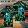 BlueJose Bowling And Pins Zombie Neon Glow Customized Name, Team Name 3D Shirt (4 Colors)