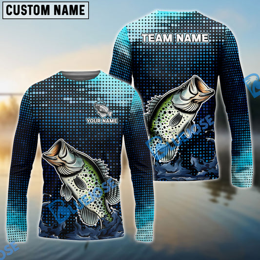 BlueJose Customize Name Crappie Fishing Sky Blue Black Shirts