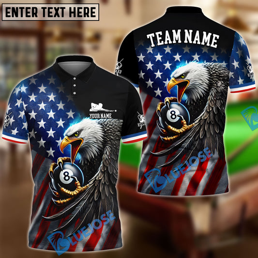 BlueJose Billiards Ball 8 Eagle Flag Of US Pattern Personalized Name, Team Name Unisex Shirt