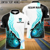 BlueJose Bowling And Pins Flame Ball Royal Design Customized Name, Team Name 3D Shirt (4 Colors)