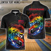 BlueJose Bowling And Pins Curved Paint Customized Name, Team Name 3D Shirt (4 Colors)