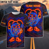 BlueJose Darts Neon Dartboard Champion Personalized Name, Team Name Shirt (4 Colors)