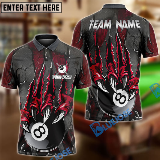 BlueJose Billiards Ball 8 Monster Hand Personalized Name Shirt (4 Colors)