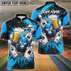 BlueJose Bowling & Pins Beer Party Funny Cartoon Customized Name, Team Name 3D Shirt (6 Colors)