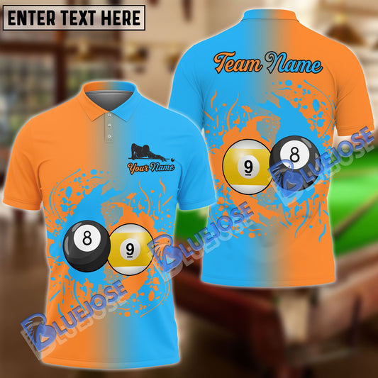 BlueJose Billiards Sky Blue Yellow Gradient Personalized Shirt