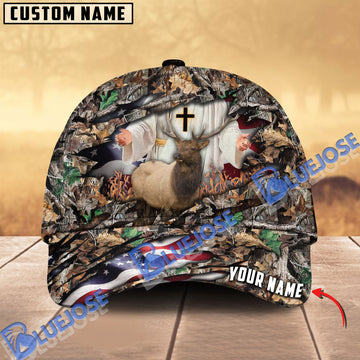 BlueJose Colorful God America Hunting Elk Multicolor Personalized Cap