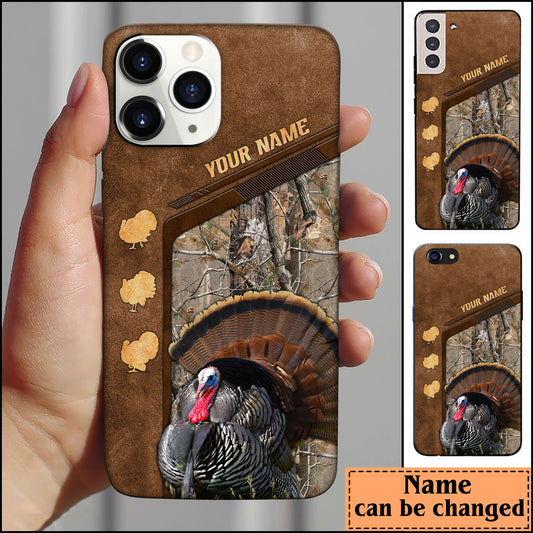 BlueJose Turkey Hunting Premium Brown Pattern Personalized Name Phone Case