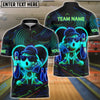 BlueJose Bowling Ball & Pins Neon Funny Customized Name, Team Name 3D Shirt (4 Colors)