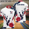 BlueJose Bowling And Pins American Flag Customized Name, Team Name 3D Shirt (4 Options)