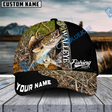 BlueJose Personalized Walleye Fishing Jungle Camo Classic Cap