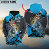 Bluejose Bass Fishing Blue Camo 2 Sport Custom Name & Team Name 3D Shirts