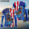 BlueJose Bass Fishing American Flag Patriotic Customize Name Fishing Shirt