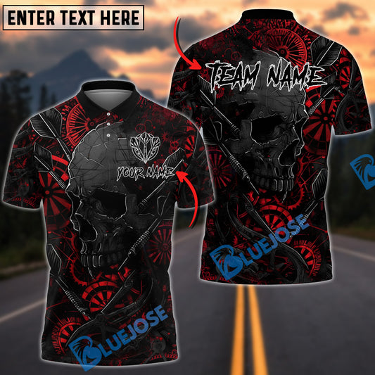 BlueJose Darts Skull Mechanical Gears Customized Name, Team Name 3D Shirt (4 Colors)